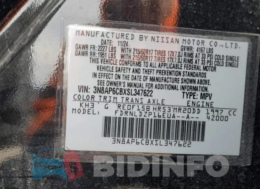 3N8AP6CBXSL347622 Photo# 13