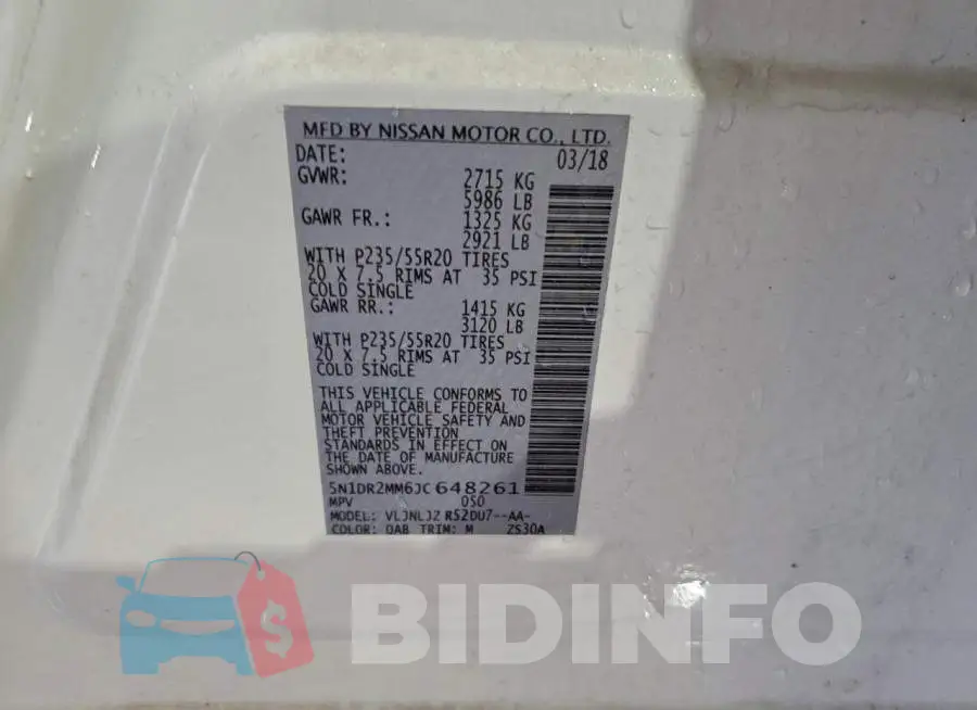 5N1DR2MM6JC648261 Photo# 13