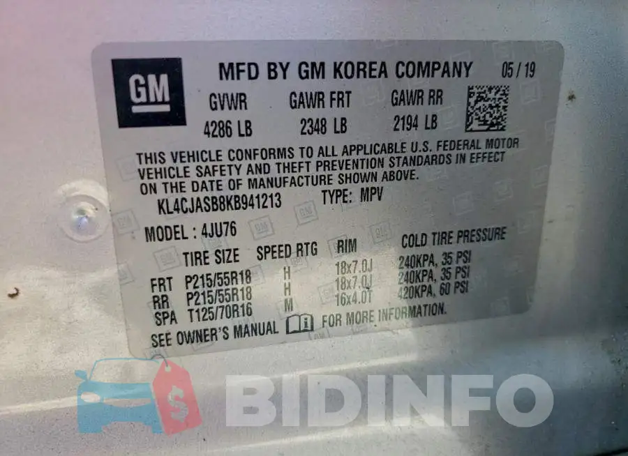 KL4CJASB8KB941213 Photo# 13