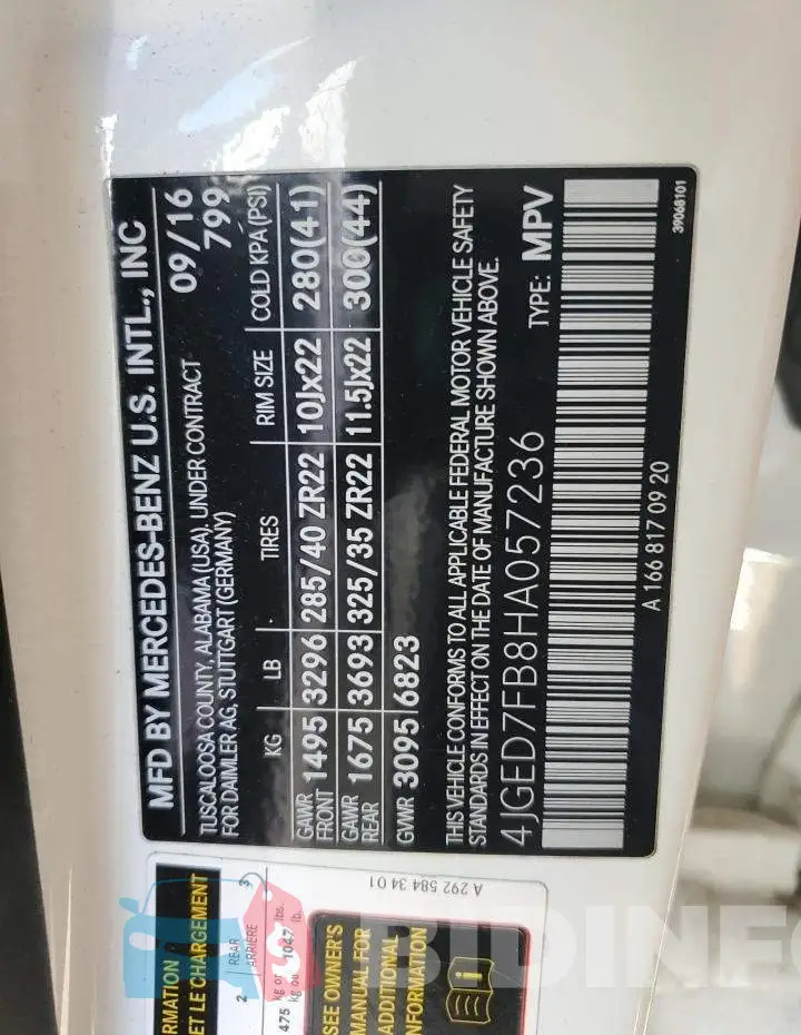 4JGED7FB8HA057236 Photo# 13