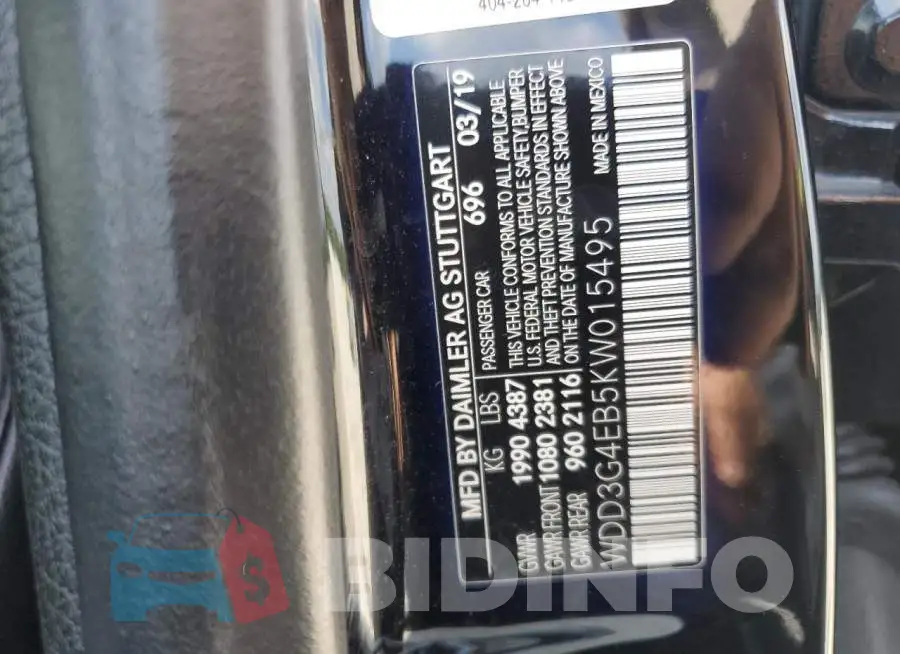 WDD3G4EB5KW015495 Photo# 13