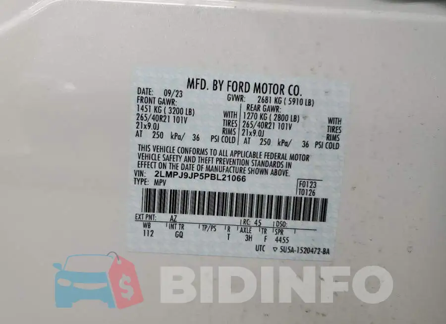 2LMPJ9JP5PBL21066 Photo# 14