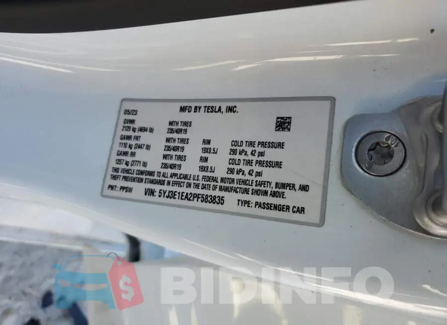 5YJ3E1EA2PF583835 Photo# 12