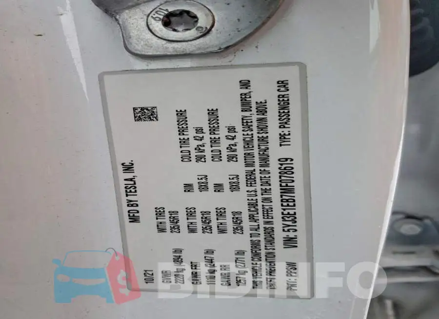 5YJ3E1EB7MF078619 Photo# 12