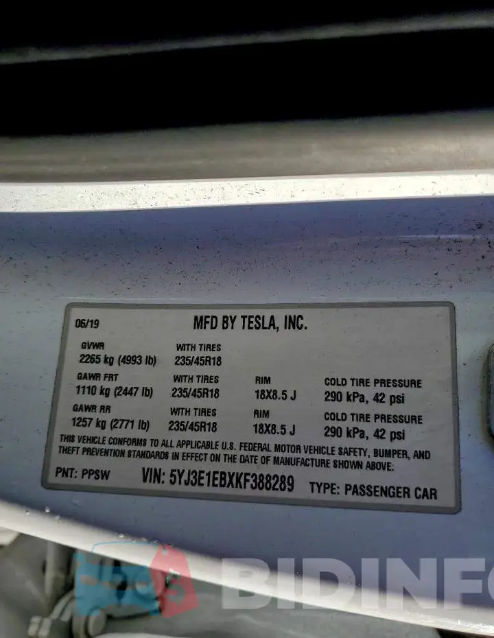 5YJ3E1EBXKF388289 Photo# 12