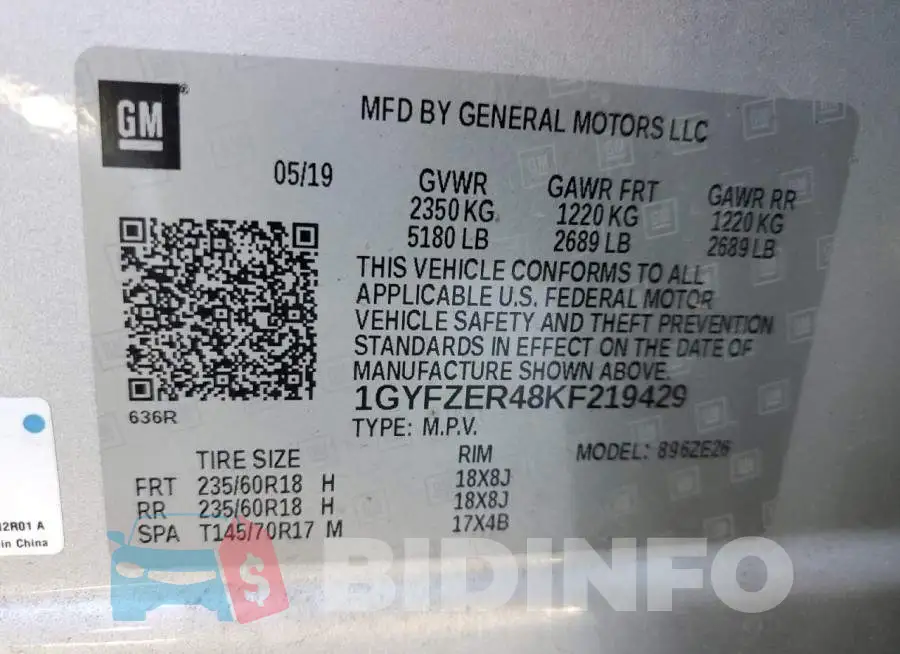 1GYFZER48KF219429 Photo# 13