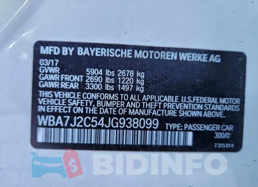 WBA7J2C54JG938099 Photo# 12
