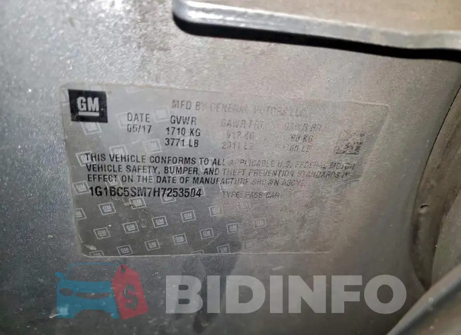 1G1BC5SM7H7253504 Photo# 12