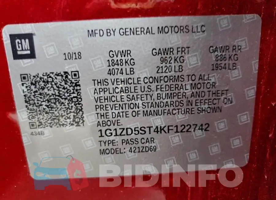 1G1ZD5ST4KF122742 Photo# 12