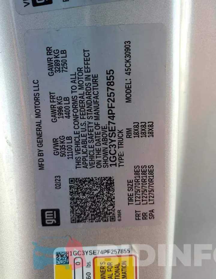 1GC3YSE74PF257855 Photo# 13
