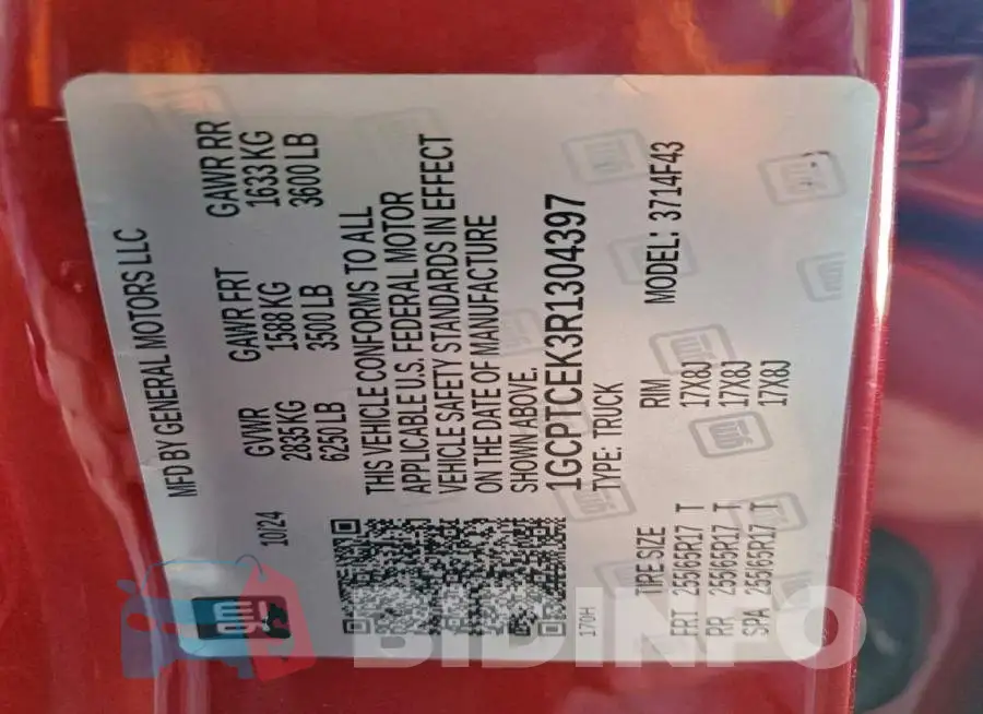 1GCPTCEK3R1304397 Photo# 12