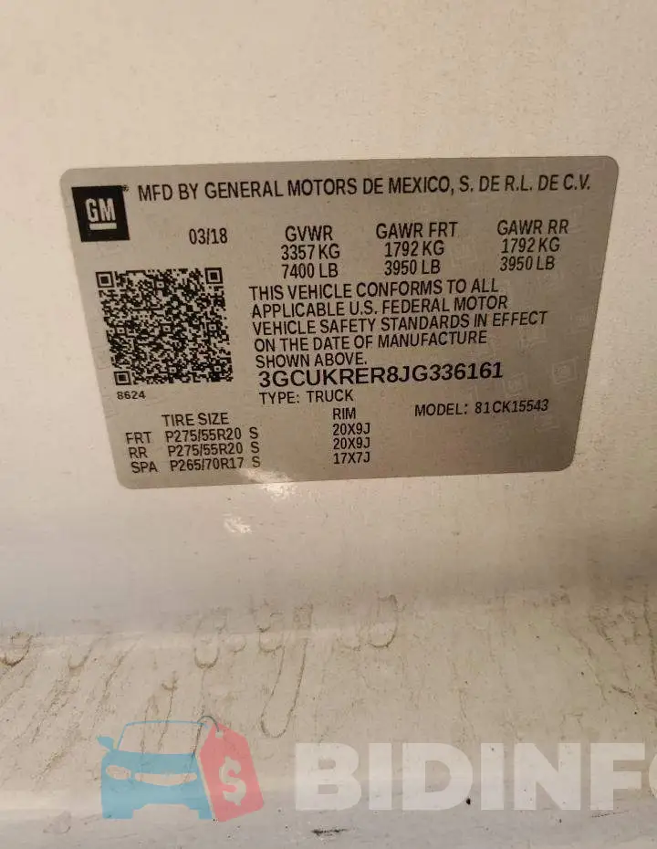 3GCUKRER8JG336161 Photo# 13