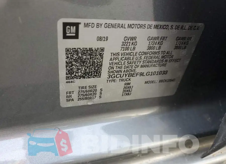 3GCUYBEF9LG101038 Photo# 12