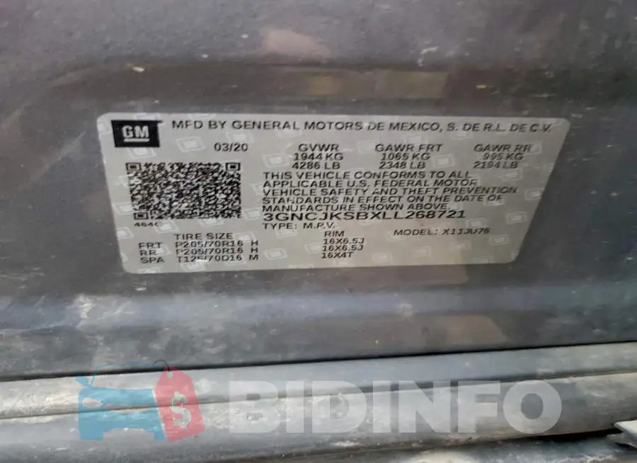 3GNCJKSBXLL268721 Photo# 13