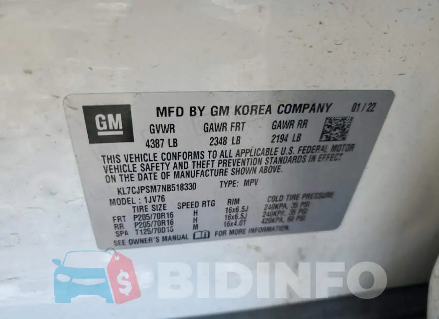 KL7CJPSM7NB518330 Photo# 13