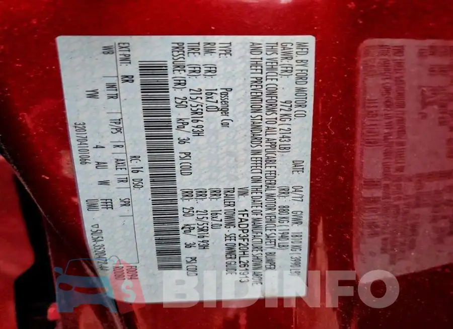 1FADP3F20HL261913 Photo# 12
