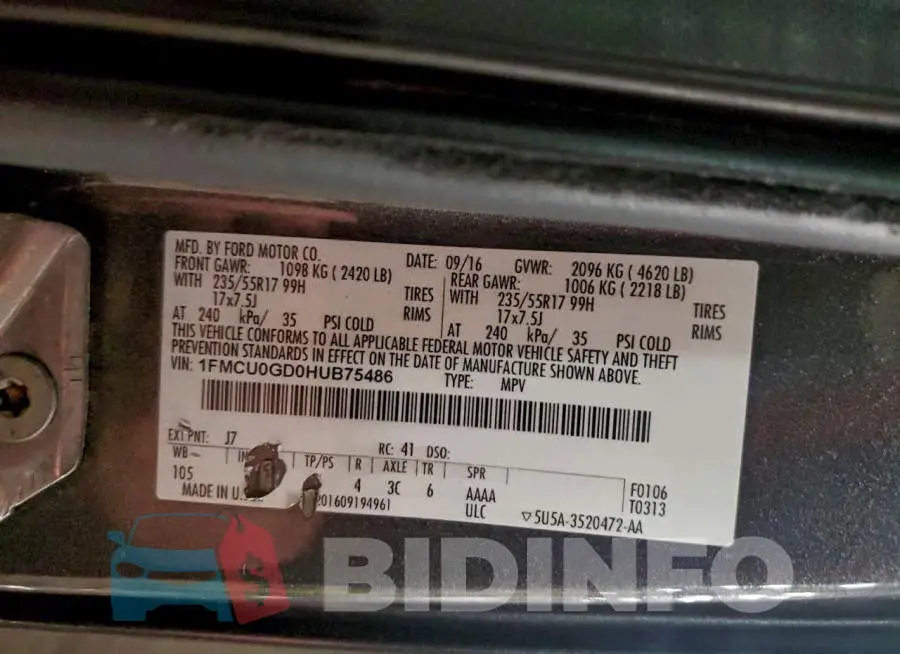 1FMCU0GD0HUB75486 Photo# 13