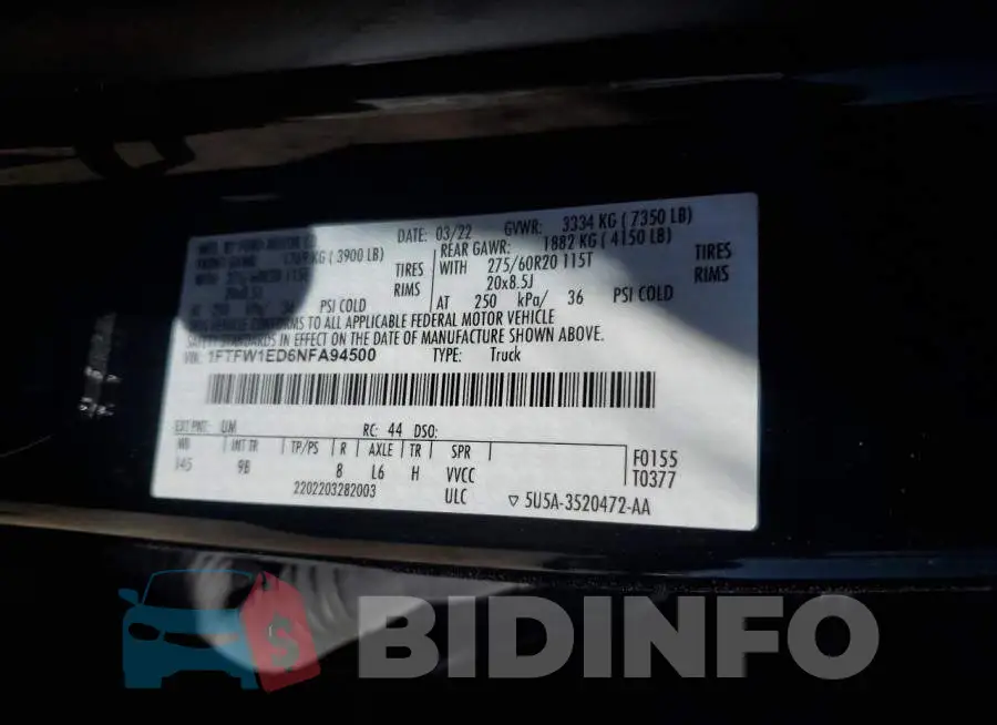 1FTFW1ED6NFA94500 Photo# 12