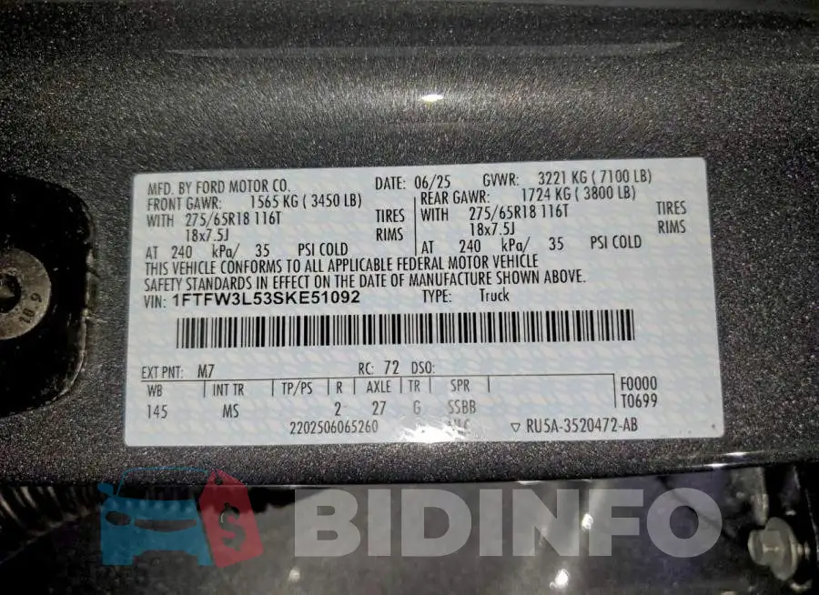 1FTFW3L53SKE51092 Photo# 12