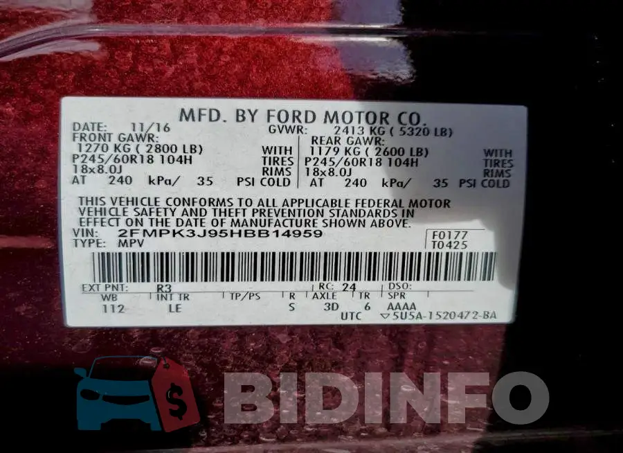 2FMPK3J95HBB14959 Photo# 13