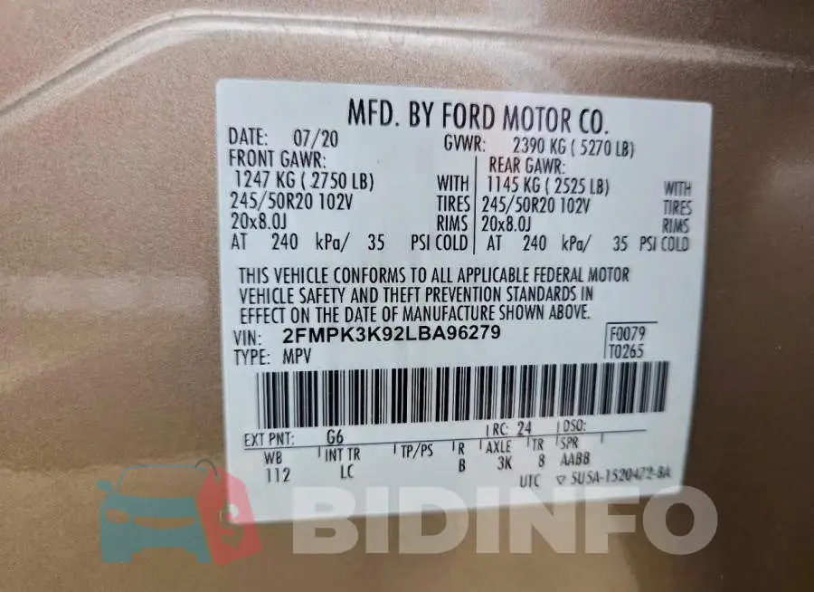 2FMPK3K92LBA96279 Photo# 14