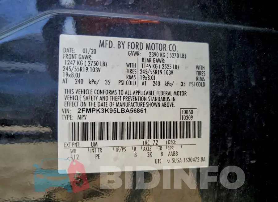 2FMPK3K95LBA56861 Photo# 13