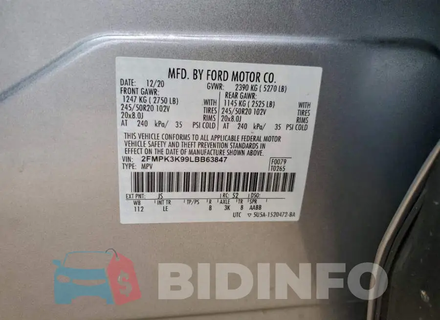 2FMPK3K99LBB63847 Photo# 13