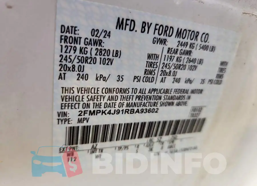 2FMPK4J91RBA93602 Photo# 12