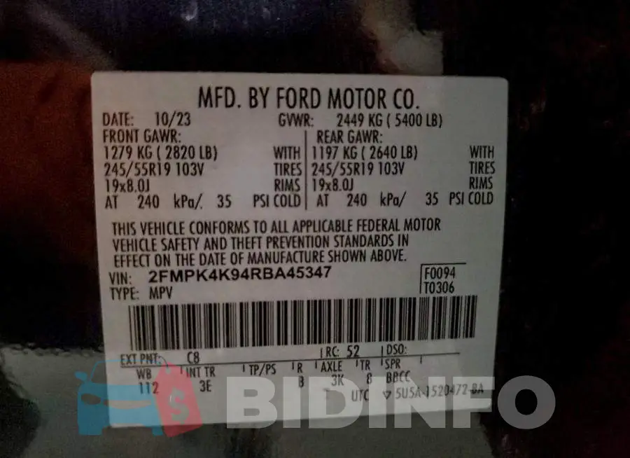 2FMPK4K94RBA45347 Photo# 12