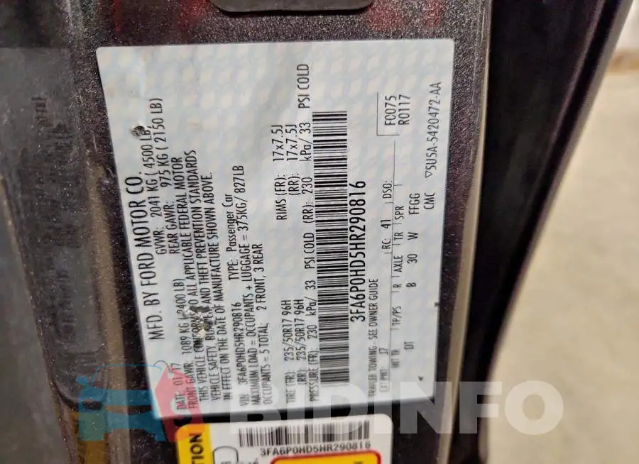 3FA6P0HD5HR290816 Photo# 12
