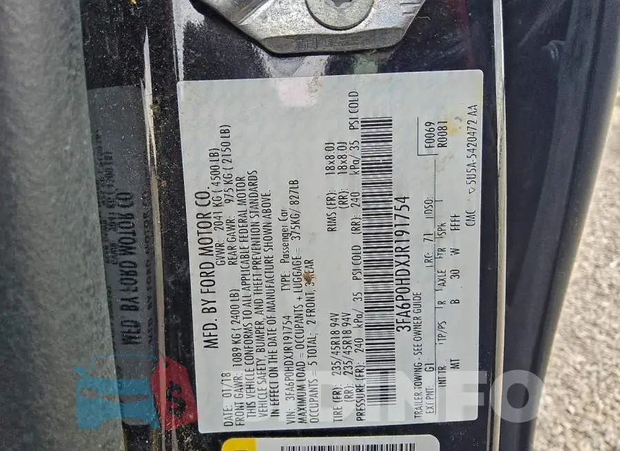3FA6P0HDXJR191754 Photo# 12
