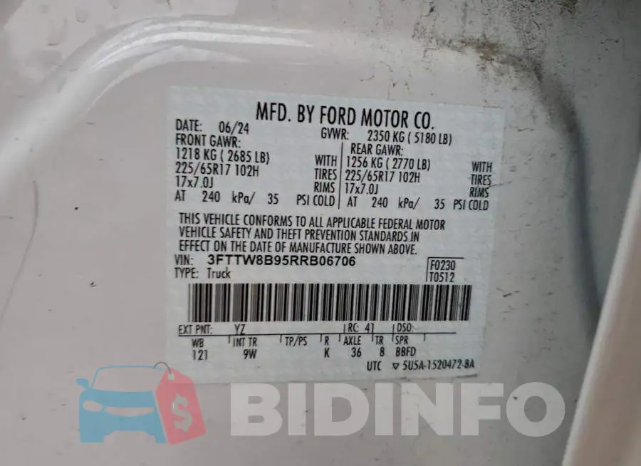 3FTTW8B95RRB06706 Photo# 13