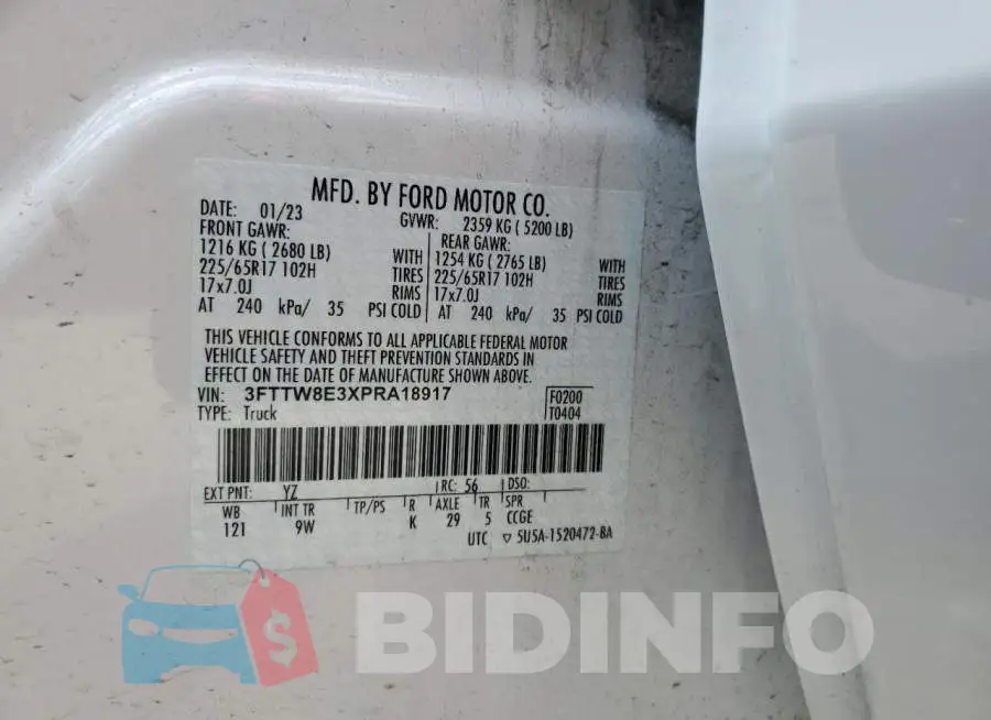 3FTTW8E3XPRA18917 Photo# 12