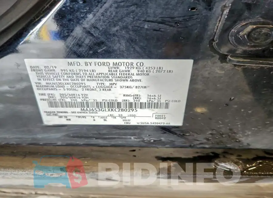 MAJ6S3GLXKC280295 Photo# 13