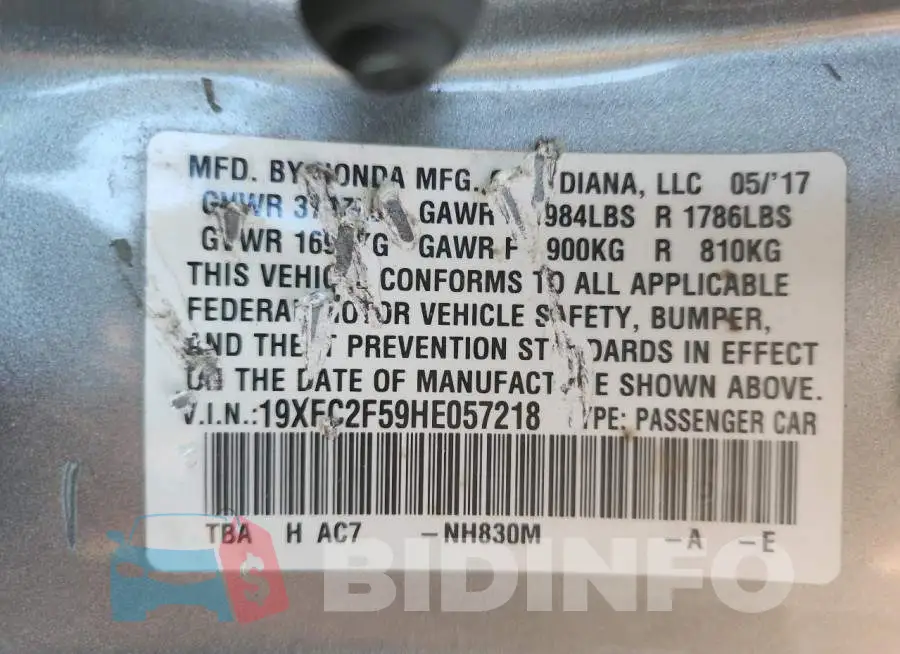 19XFC2F59HE057218 Photo# 13