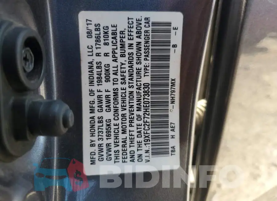 19XFC2F72HE073830 Photo# 13