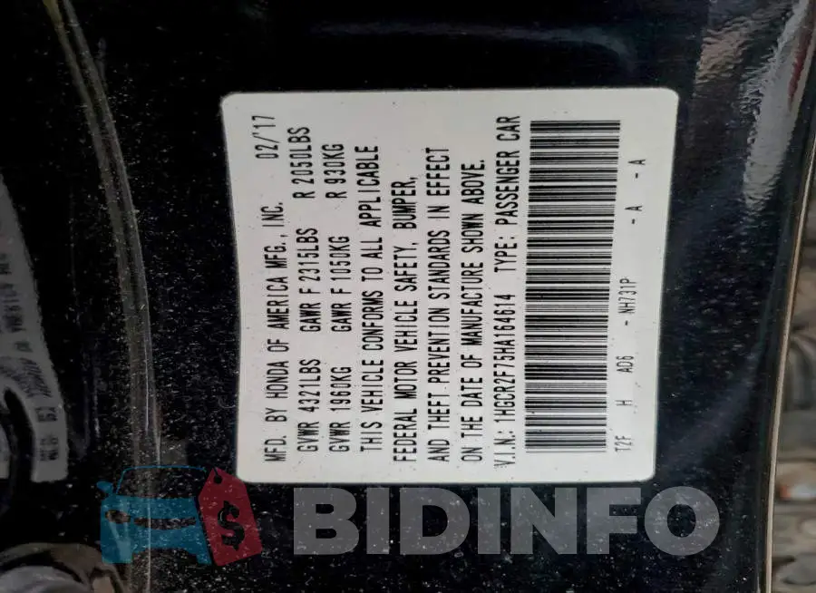 1HGCR2F75HA164614 Photo# 12