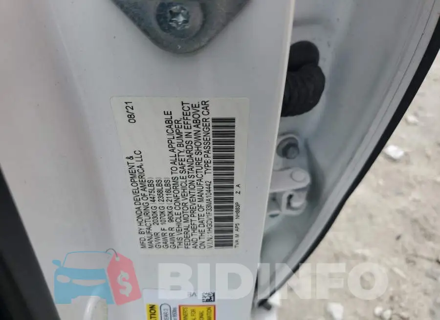 1HGCV1F33MA104442 Photo# 12