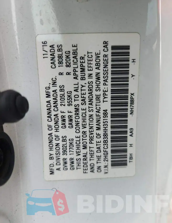2HGFC3B38HH351984 Photo# 12