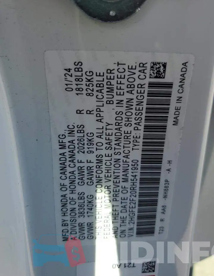 2HGFE2F20RH541950 Photo# 12