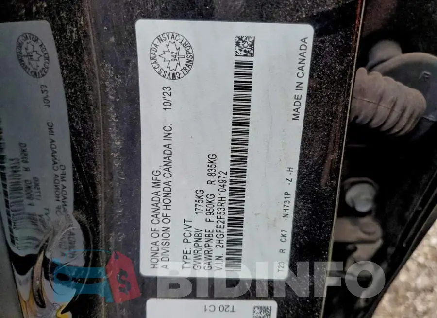 2HGFE2F53RH104972 Photo# 13