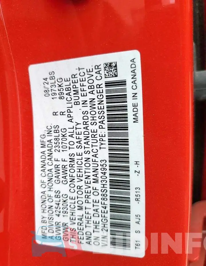 2HGFE4F88SH304953 Photo# 13
