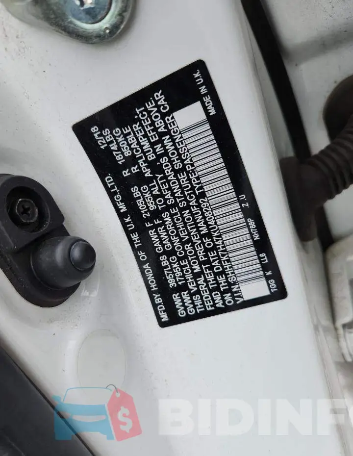 SHHFK7H47KU408292 Photo# 12