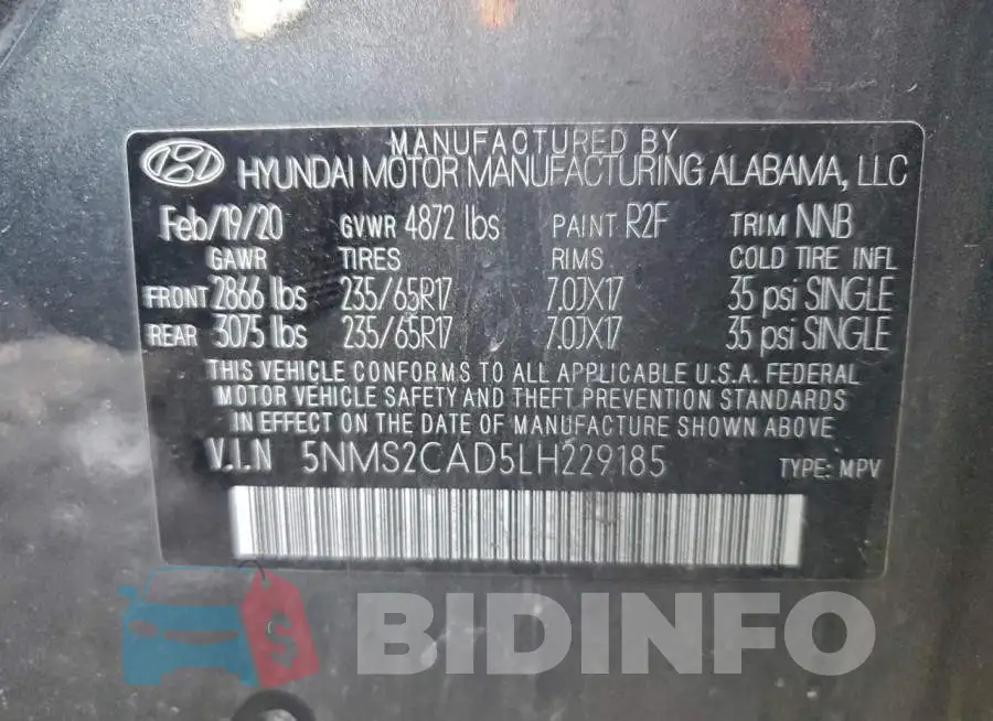5NMS2CAD5LH229185 Photo# 12