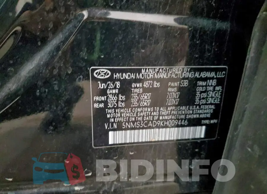 5NMS3CAD9KH009446 Photo# 13