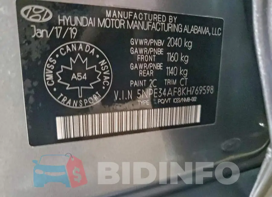 5NPE34AF8KH769598 Photo# 12