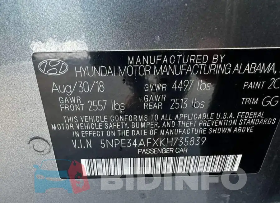 5NPE34AFXKH735839 Photo# 10
