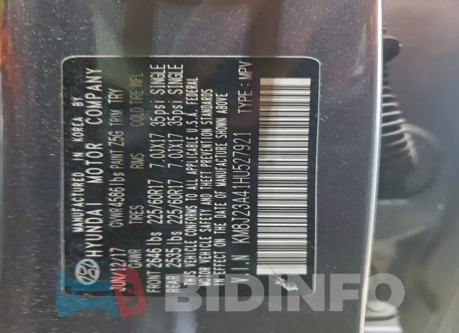 KM8J23A41HU527921 Photo# 13