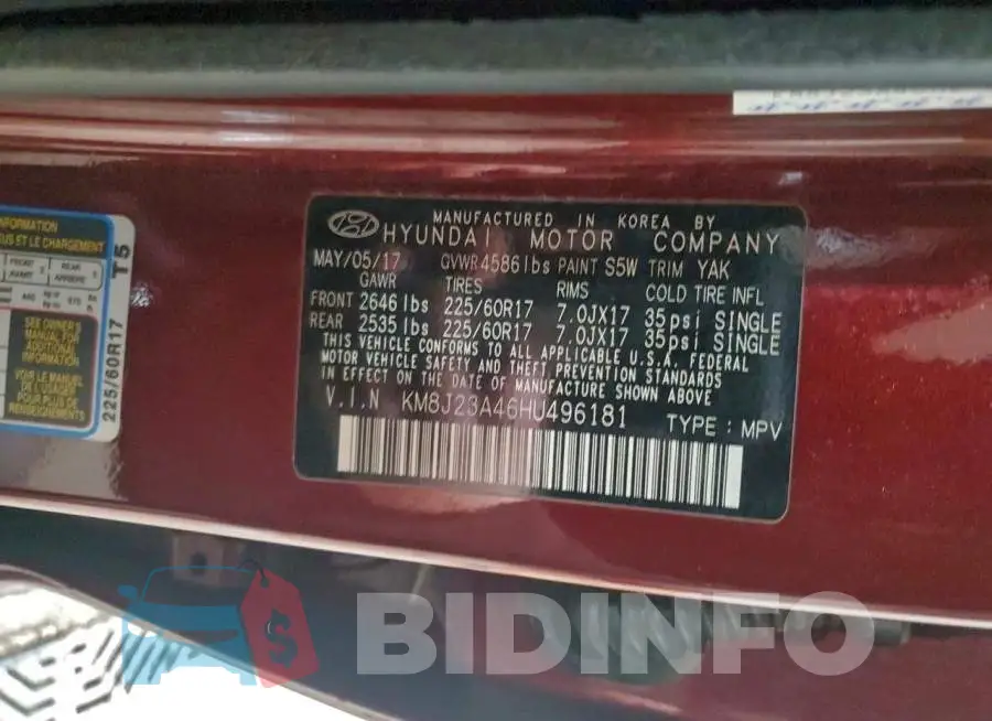KM8J23A46HU496181 Photo# 13