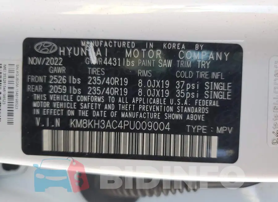 KM8KH3AC4PU009004 Photo# 12